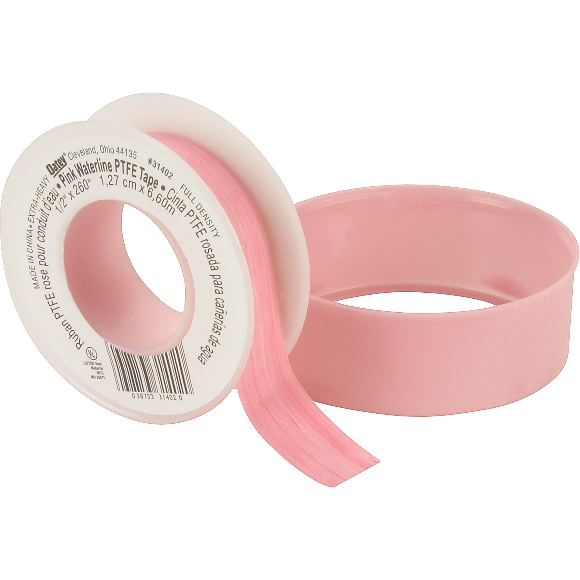 Ruban en TeflonMD - Pour filets de conduite d'eau, 260" lo x 1/2" la, Rose