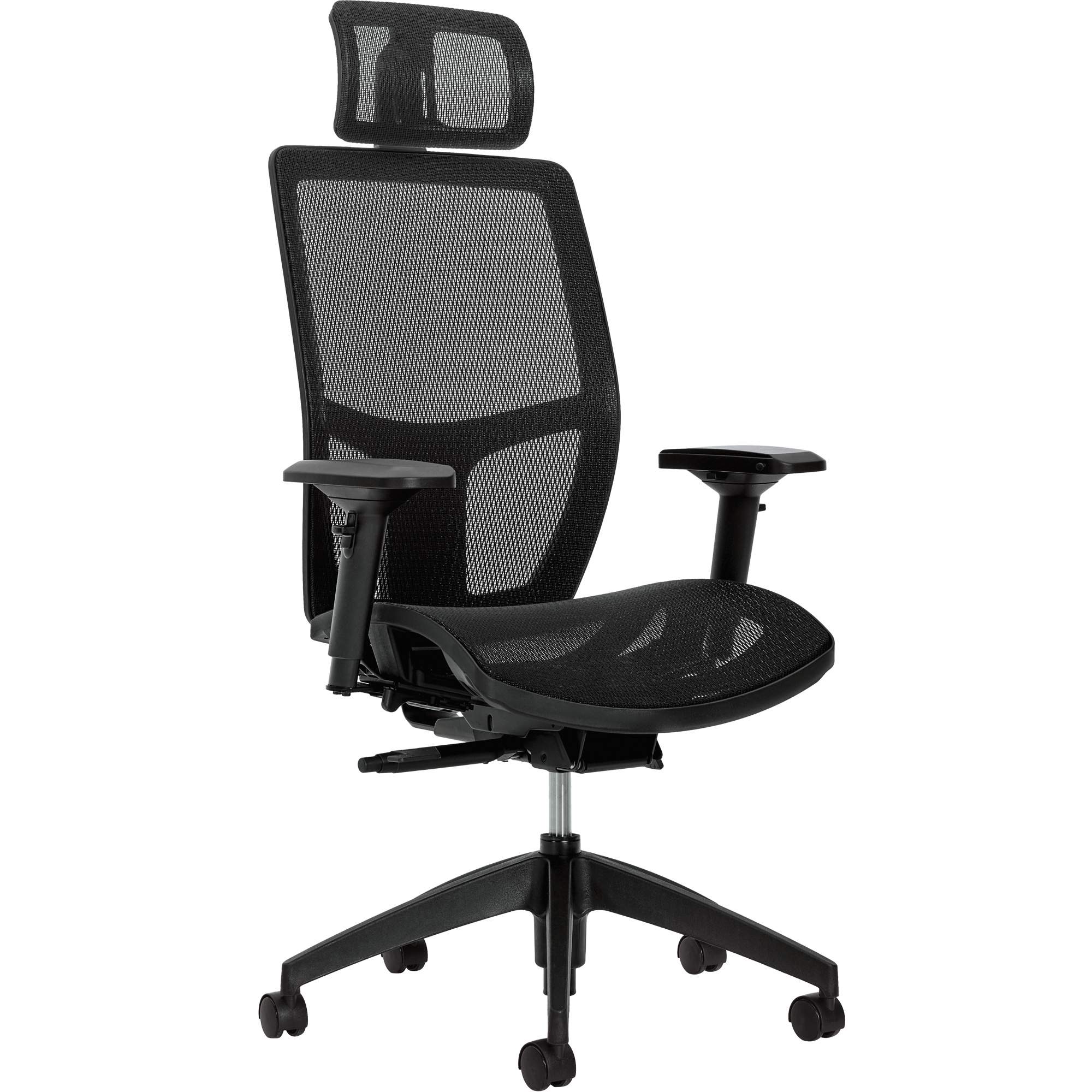 Chaise à dossier moyen avec mécanisme à basculement synchronisé à détection de poids Format+, Mailles, Noir, Capacité 300 lb