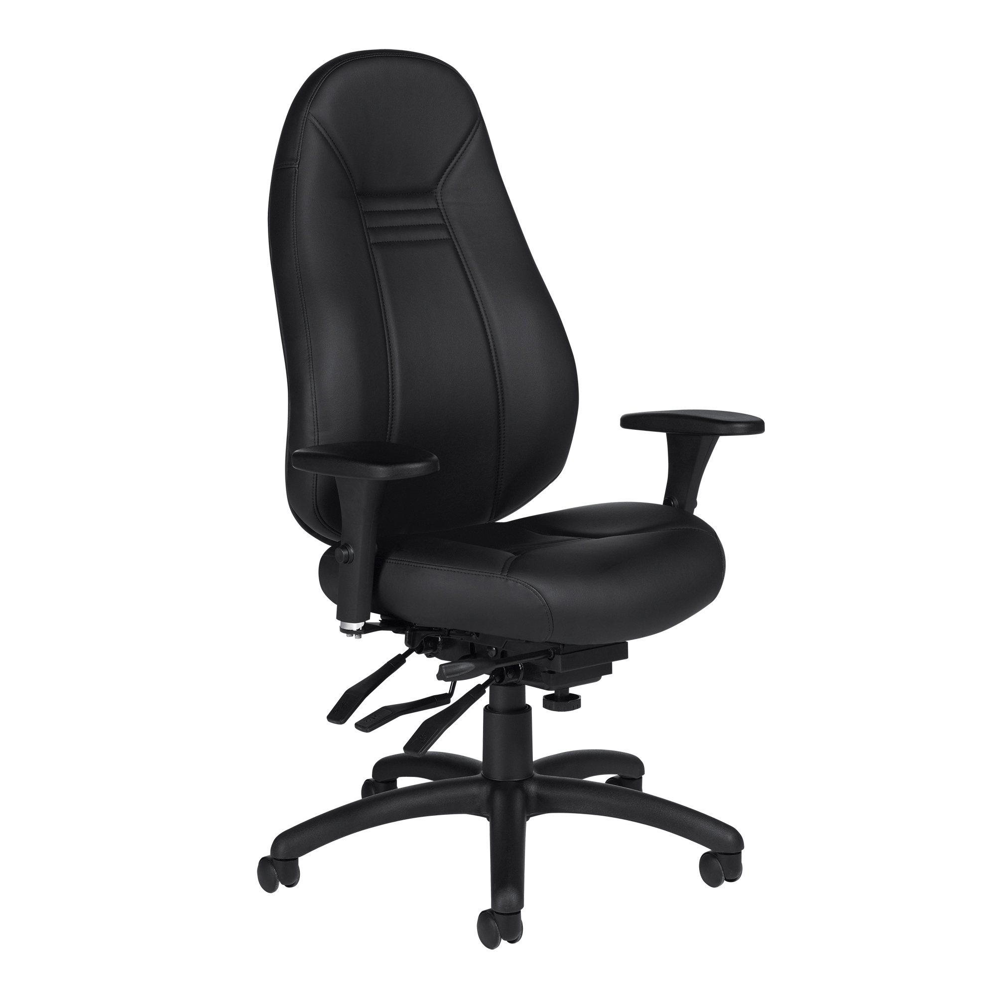 Chaise confortable à dos élevé, Cuir, Noir, Capacité 300 lb