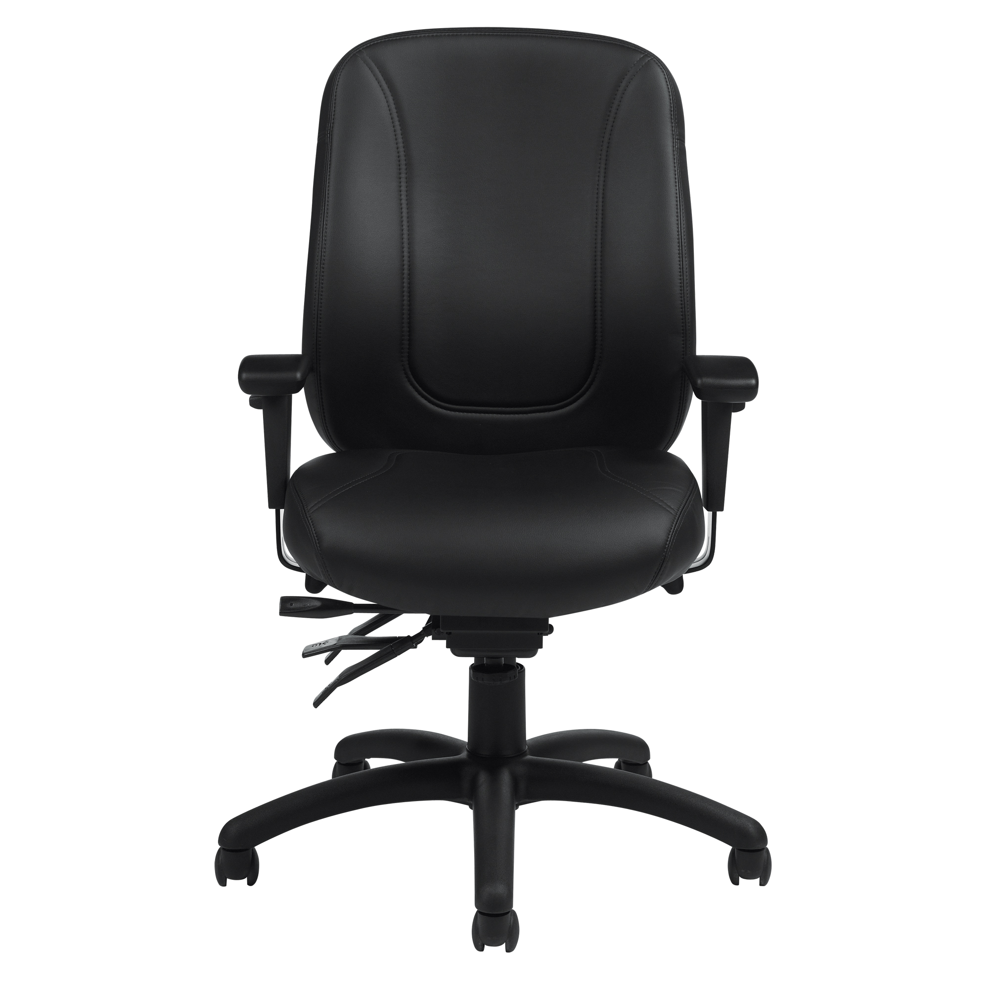 Chaise Overtime à dos élevé, Cuir, Noir, Capacité 300 lb