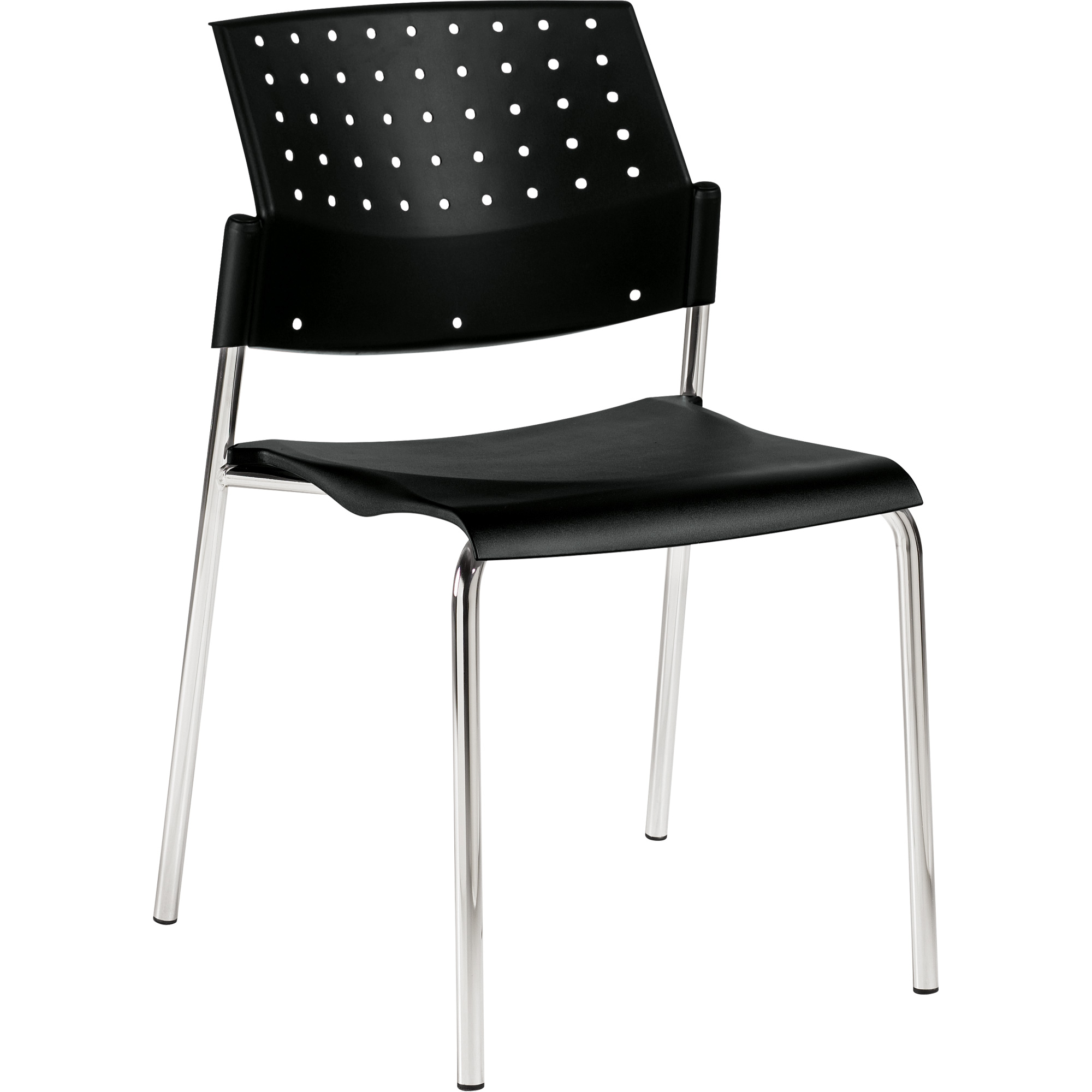 Chaise sans accoudoirs empilables, Plastique, Hauteur 33", Capacité 300 lb, Noir