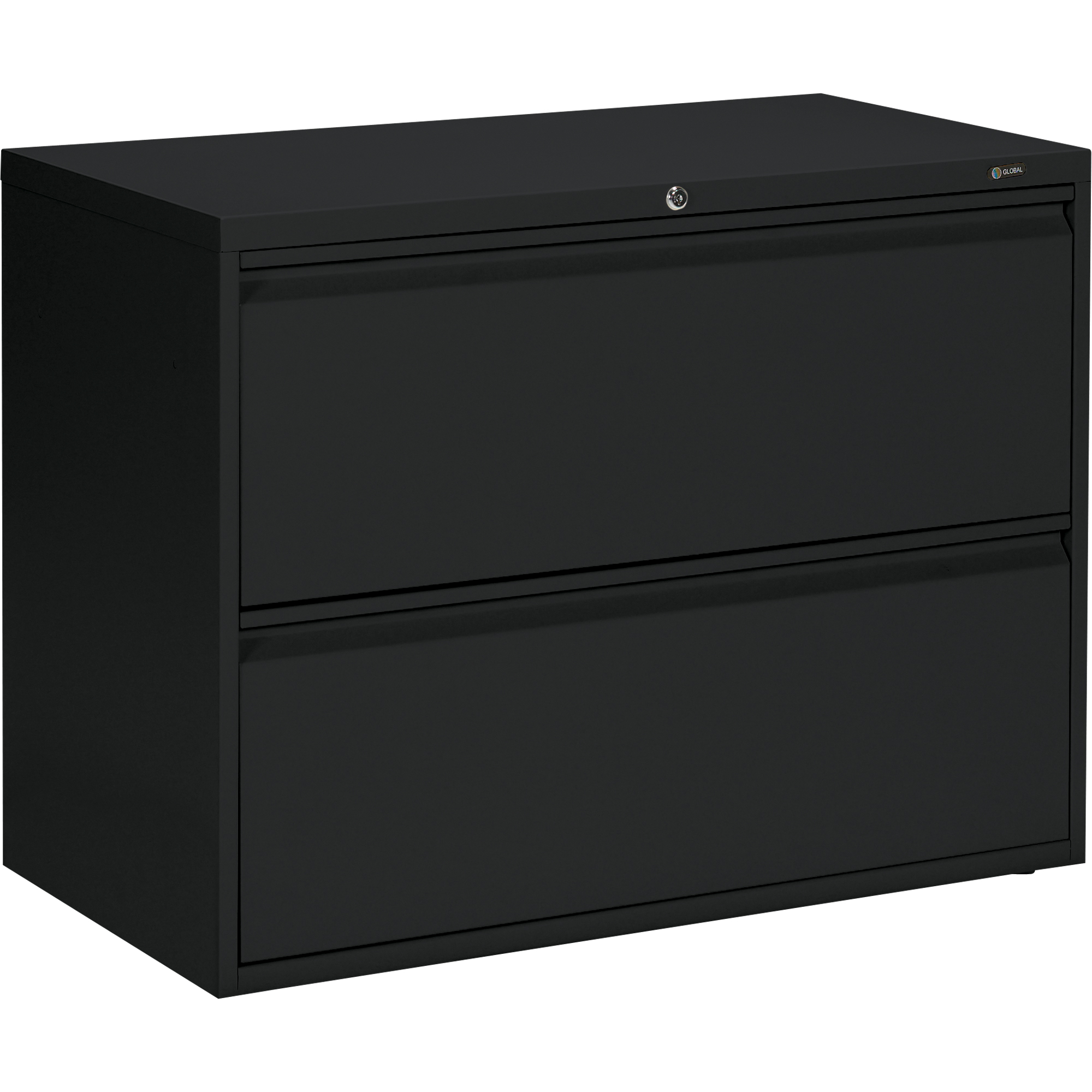 Classeur latéral, Acier, 2 tiroirs, 36" la x 19-1/4" p x 27-31/100" h, Noir