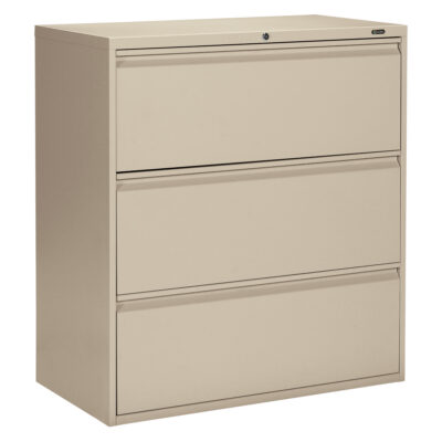 Classeur latéral, Acier, 3 tiroirs, 36" la x 19-1/4" p x 39-3/50" h, Beige