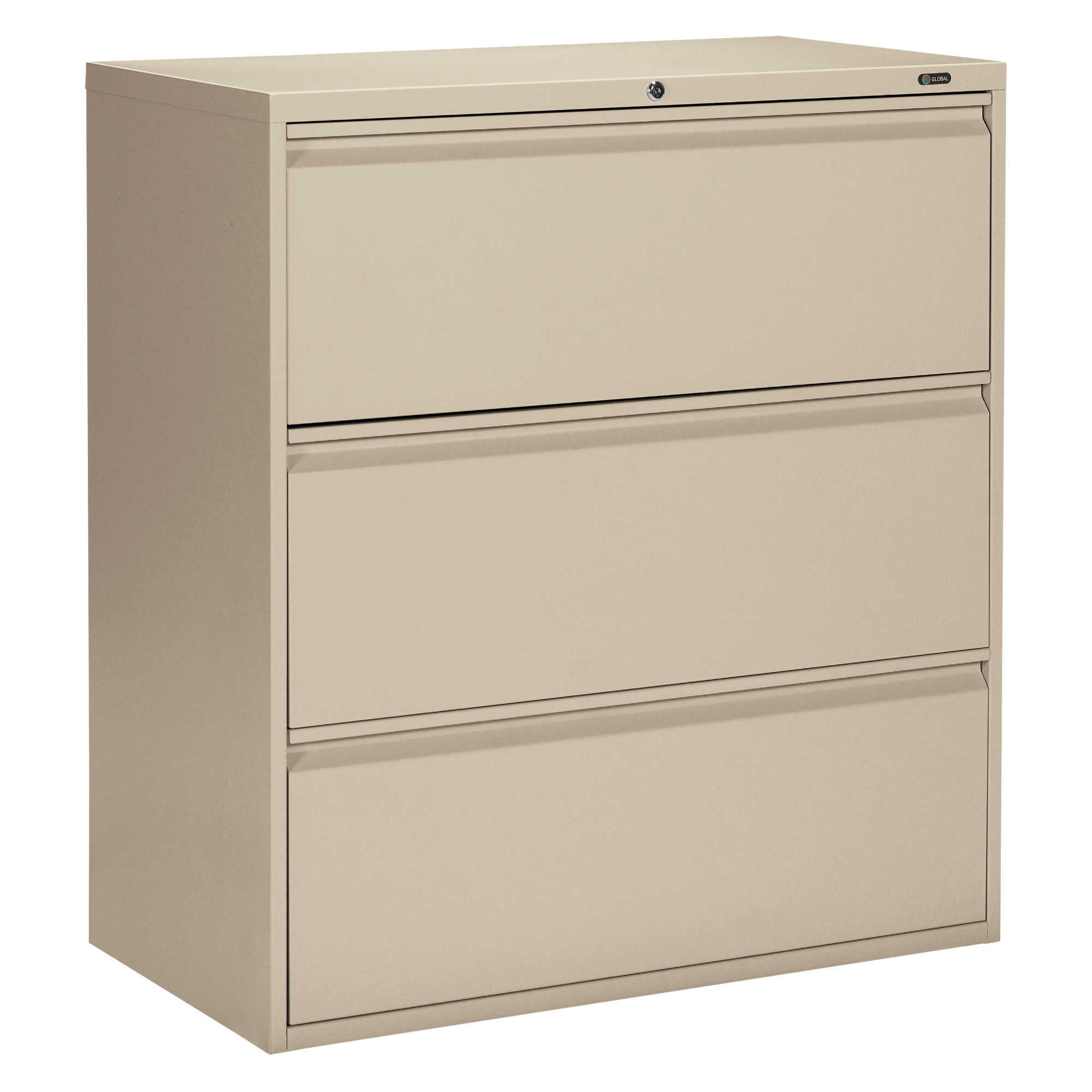 Classeur latéral, Acier, 3 tiroirs, 36" la x 19-1/4" p x 39-3/50" h, Beige