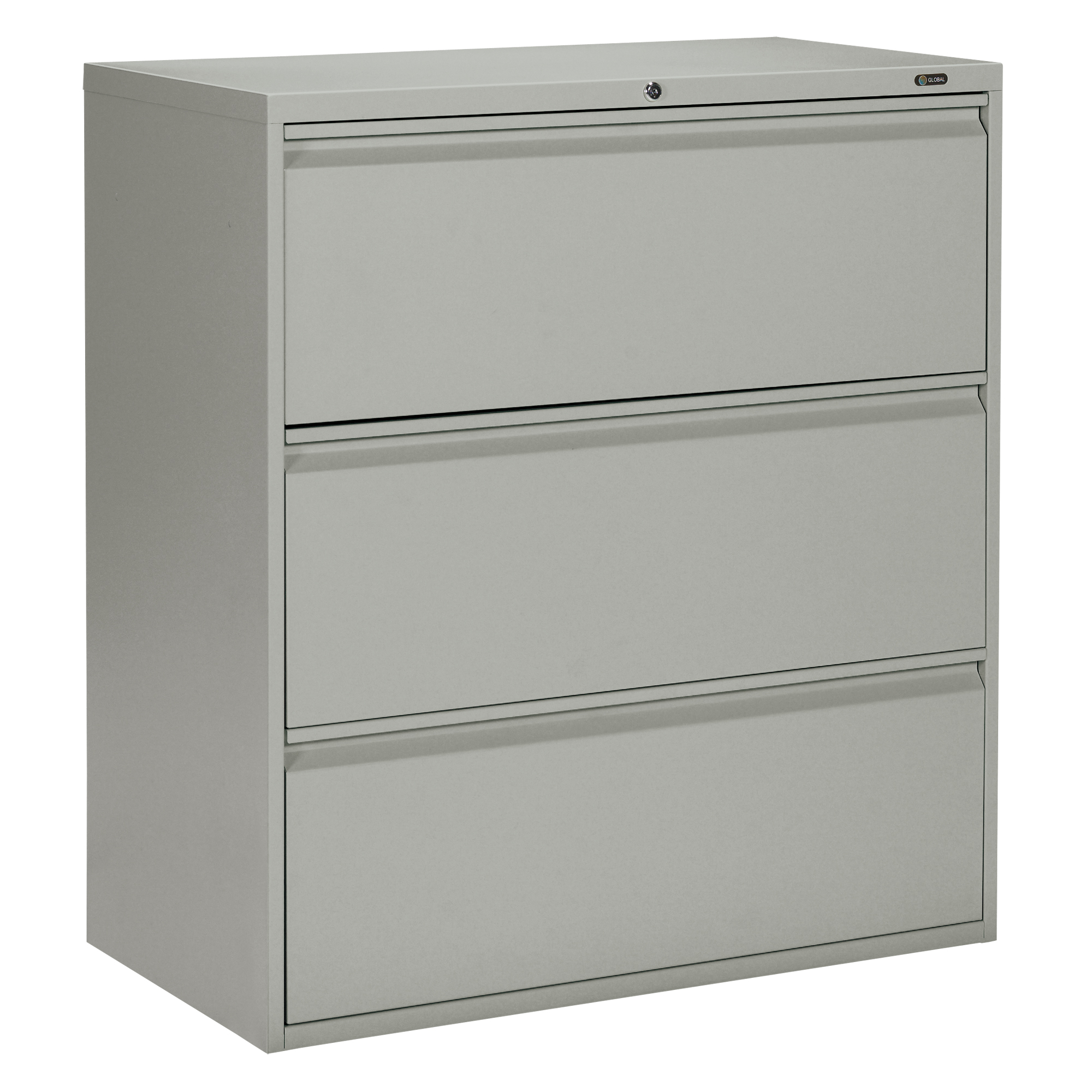 Classeur latéral, Acier, 3 tiroirs, 36" la x 19-1/4" p x 39-3/50" h, Gris