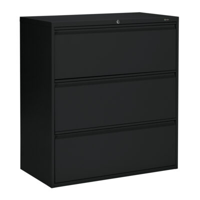 Classeur latéral, Acier, 3 tiroirs, 36" la x 19-1/4" p x 39-3/50" h, Noir