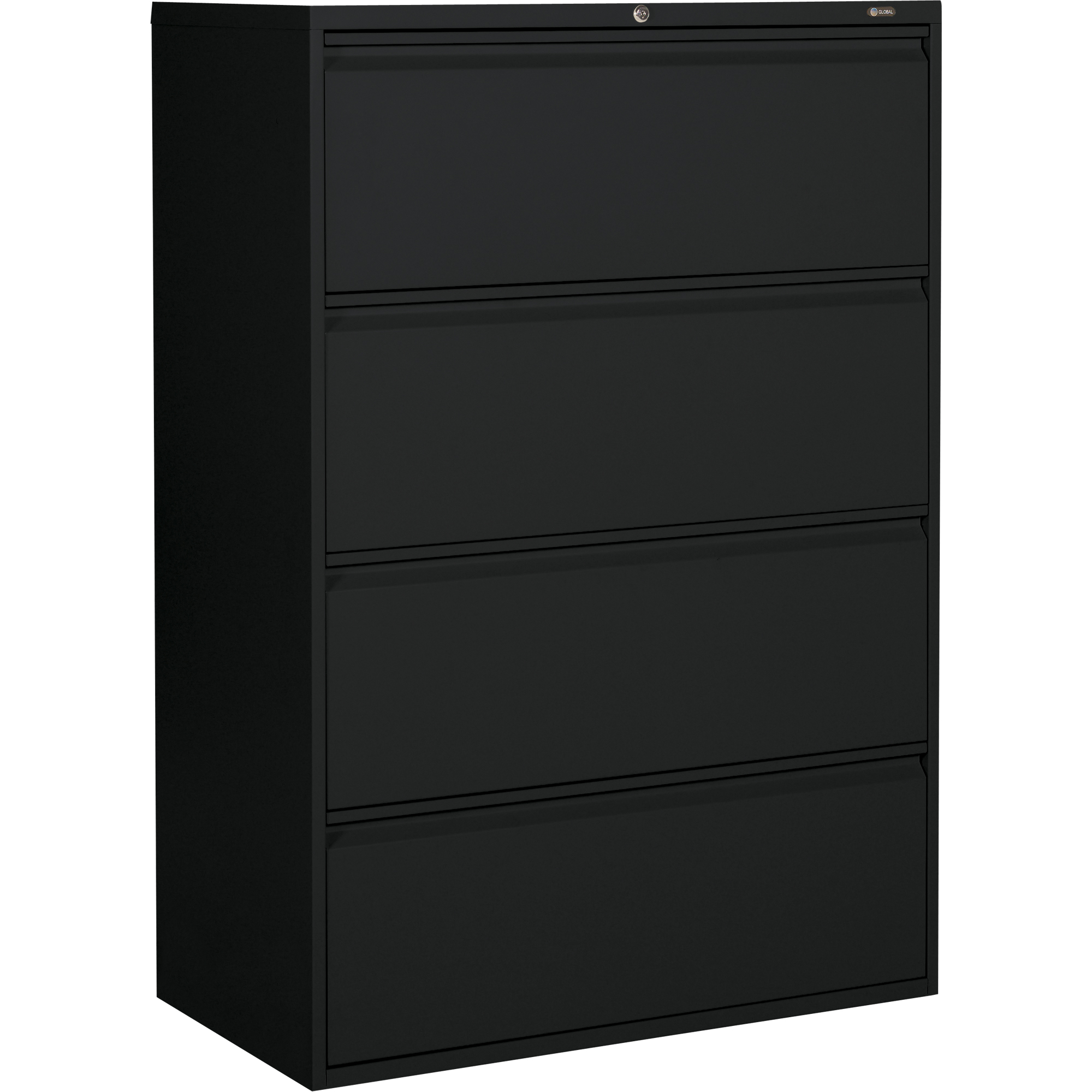 Classeur latéral, Acier, 4 tiroirs, 36" la x 19-1/4" p x 52-6/100" h, Noir