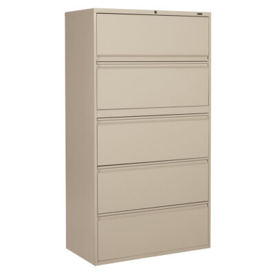 Classeur latéral, Acier, 5 tiroirs, 36" la x 19-1/4" p x 66-5/9" h, Beige