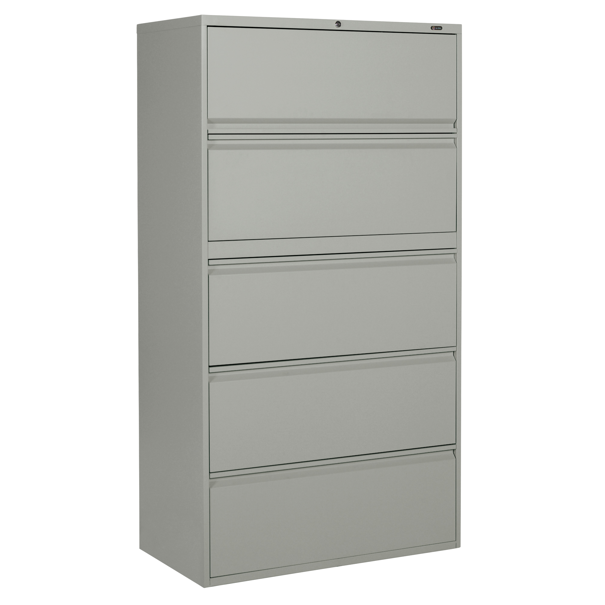 Classeur latéral, Acier, 5 tiroirs, 36" la x 19-1/4" p x 66-5/9" h, Gris
