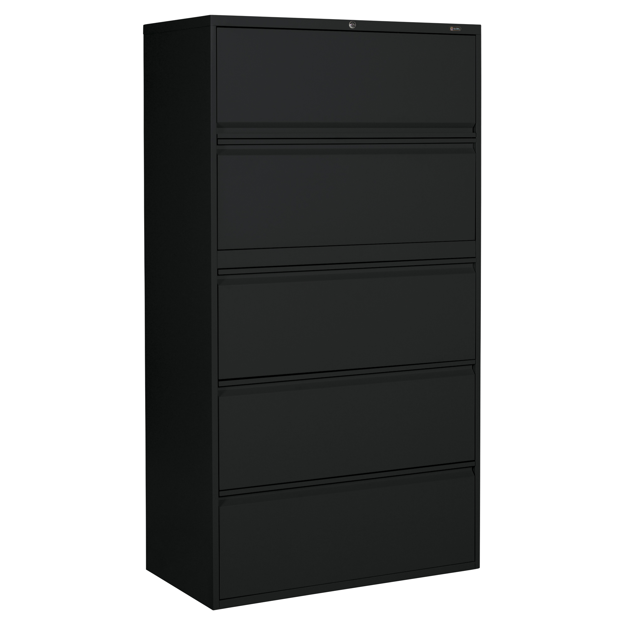 Classeur latéral, Acier, 5 tiroirs, 36" la x 19-1/4" p x 66-5/9" h, Noir