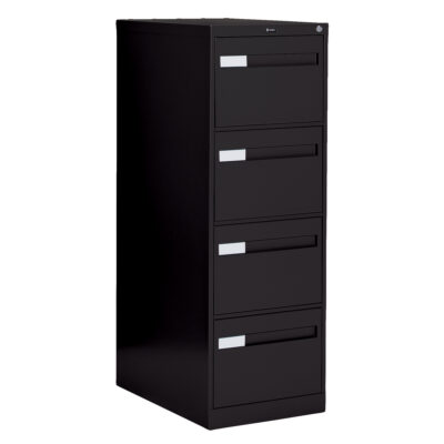 Classeur vertical à poignées encastrées, 4 tiroirs, 18.15" la x 26.56" p x 52" h, Noir