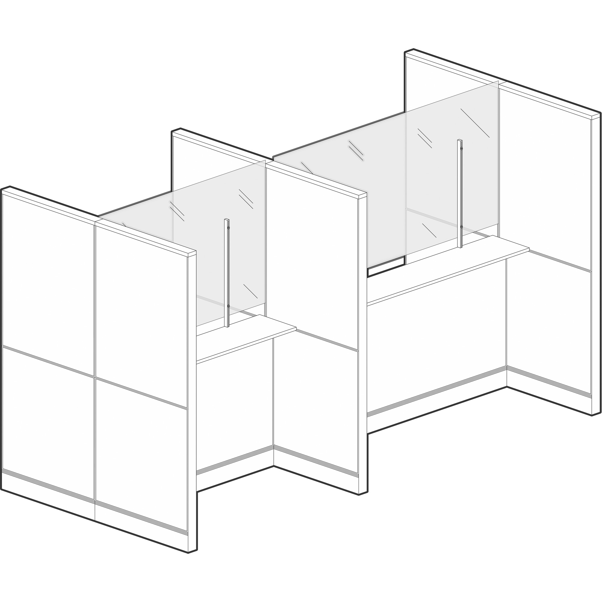 Vitre hygiénique à fixation par pince, 36" la x 36" h