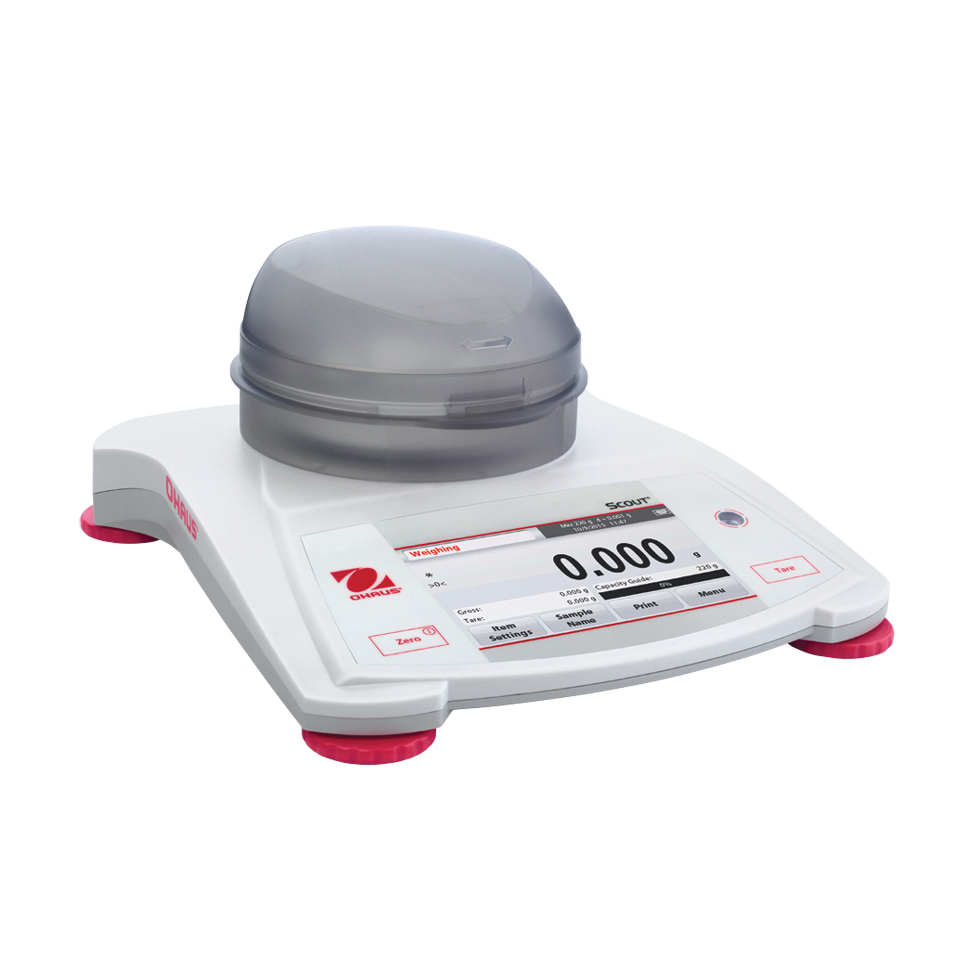 Balance électronique avec boîte anti-courant d'air STX123 ScoutMD STX, Capacité 120 g, Graduations 0,001 g