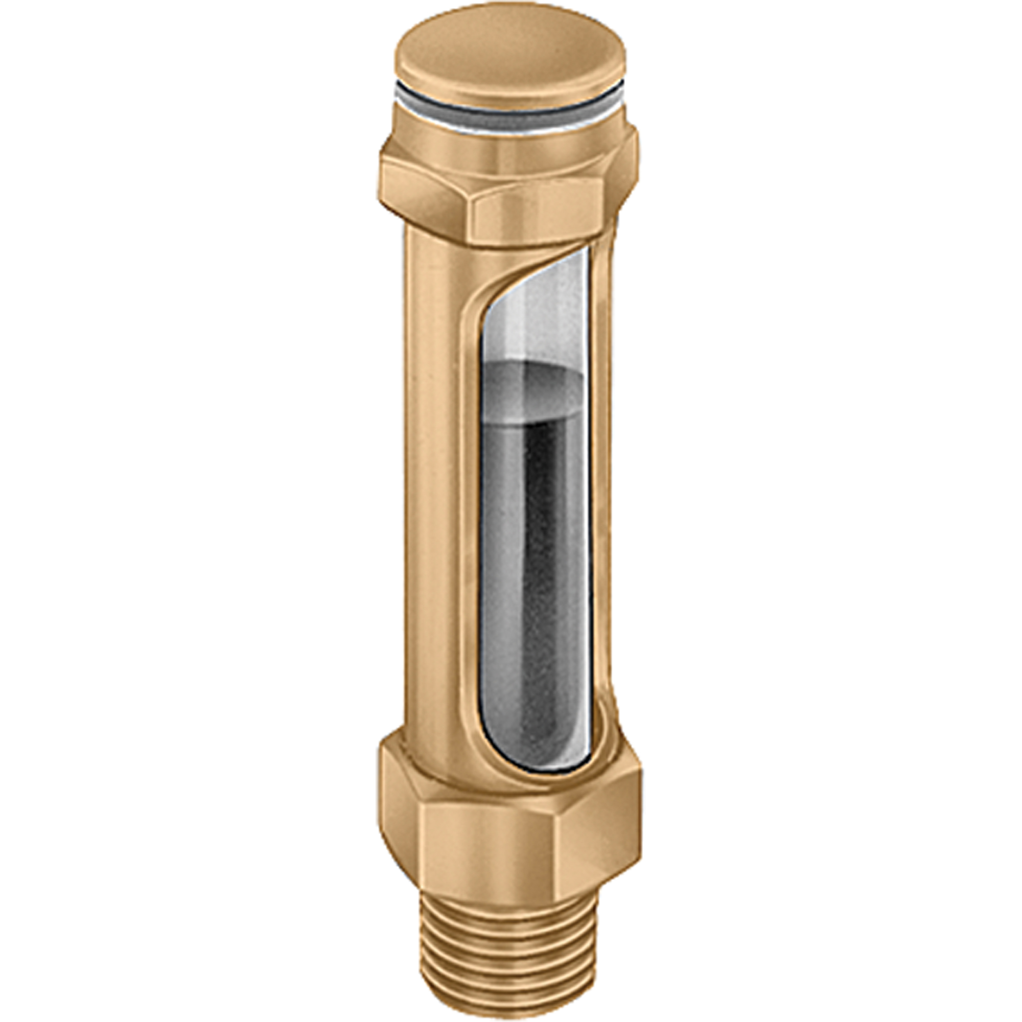 Indicateurs de niveau à liquide en laiton - Droits, Fileté, 11-1/4" lo, 225°F (107,22° C)