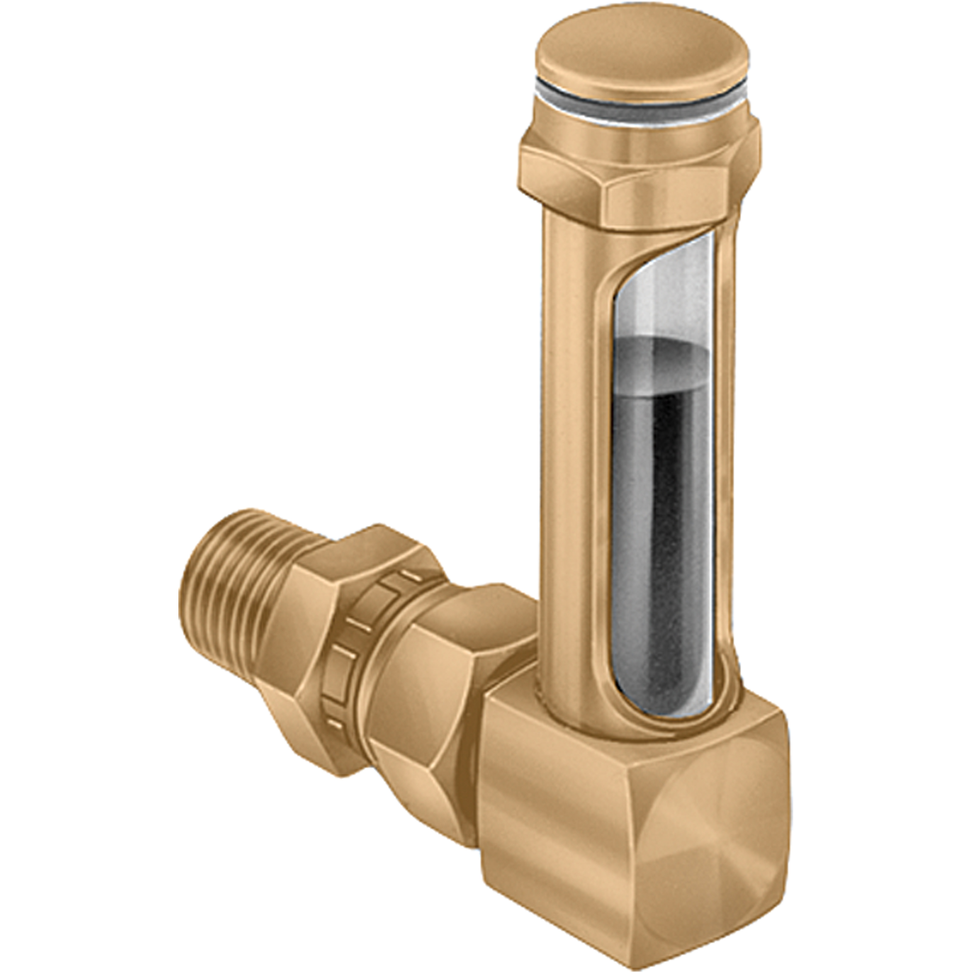 Indicateurs de niveau à liquide en laiton - Raccords universels, Fileté, 2-15/16" lo, 225°F (107,22° C)