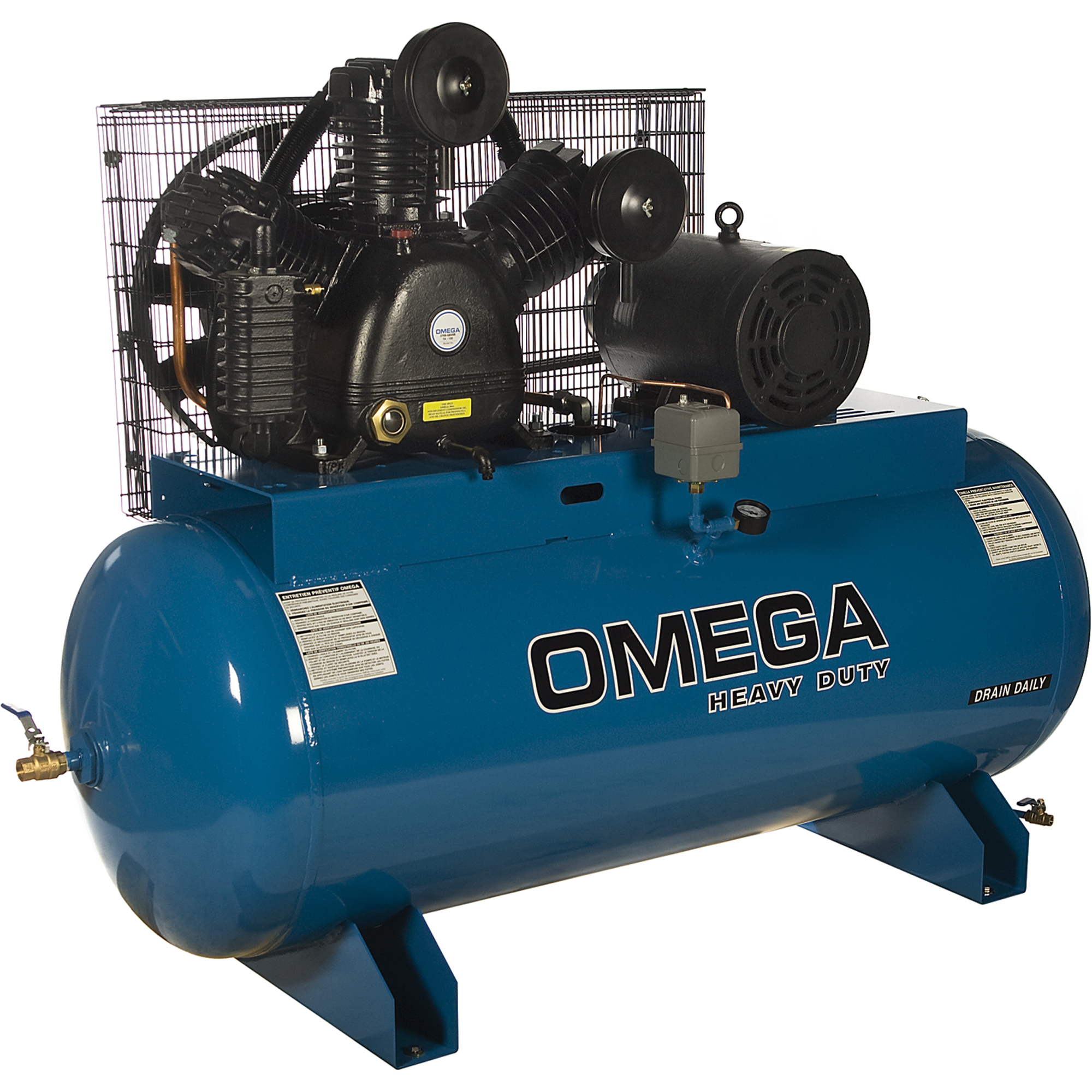 Compresseurs d'air série industrielle - Compresseurs horizontaux - Deux Étages, 100 gal. (120 gal. US)