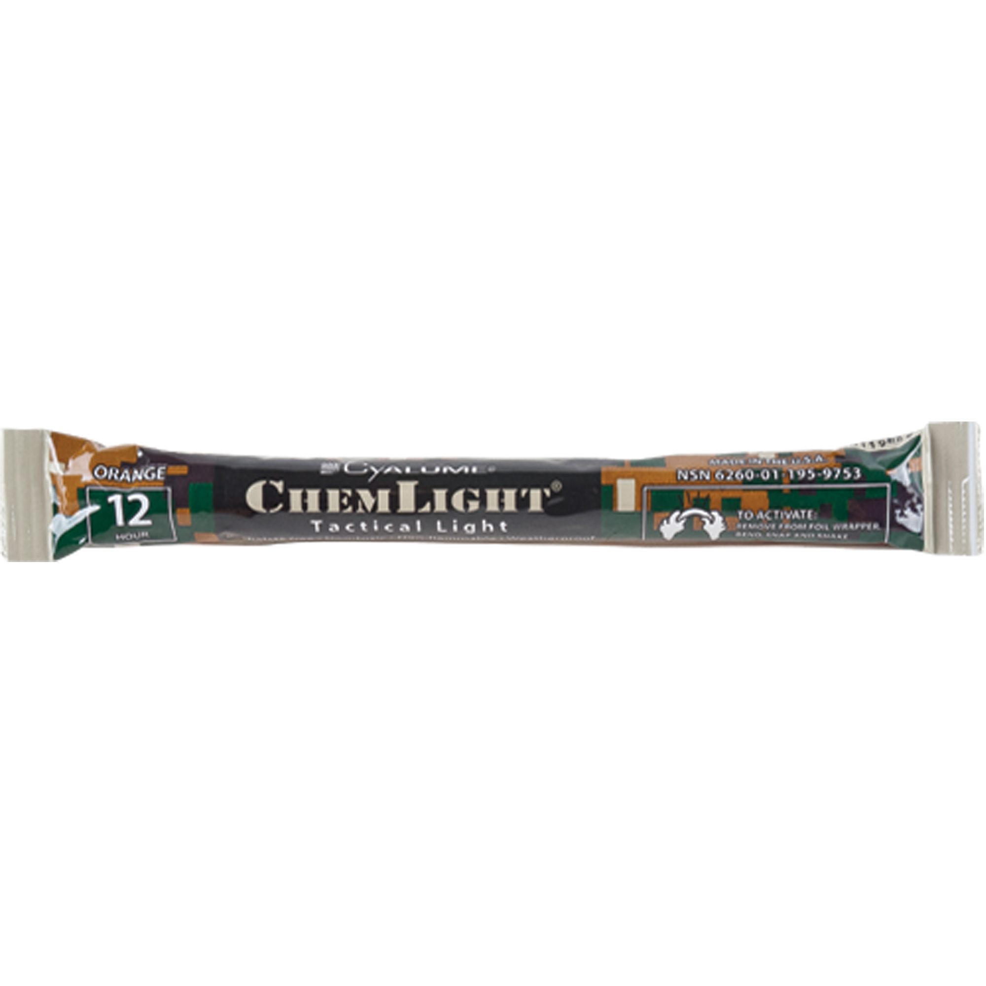 Bâtons de sécurité luminescents CyalumeMD 6", Orange, Durée 12 h