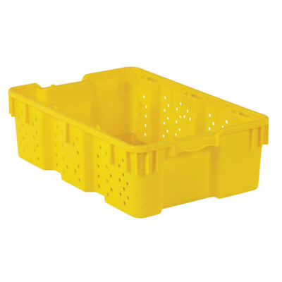 Contenant en plastique empilable Stack-N-Nest pour l'agriculture, 16" x 23,9" x 7,3", Jaune