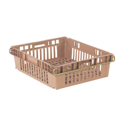 Contenant en plastique empilable Stack-N-Nest pour l'agriculture, 20,3" x 24" x 6,8", Beige