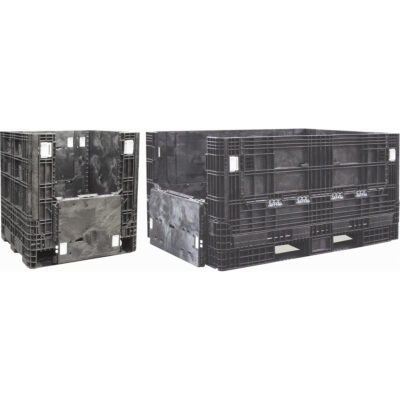 Conteneurs repliables en polyéthylène, 30" lo x 32" la x 25" h, Noir