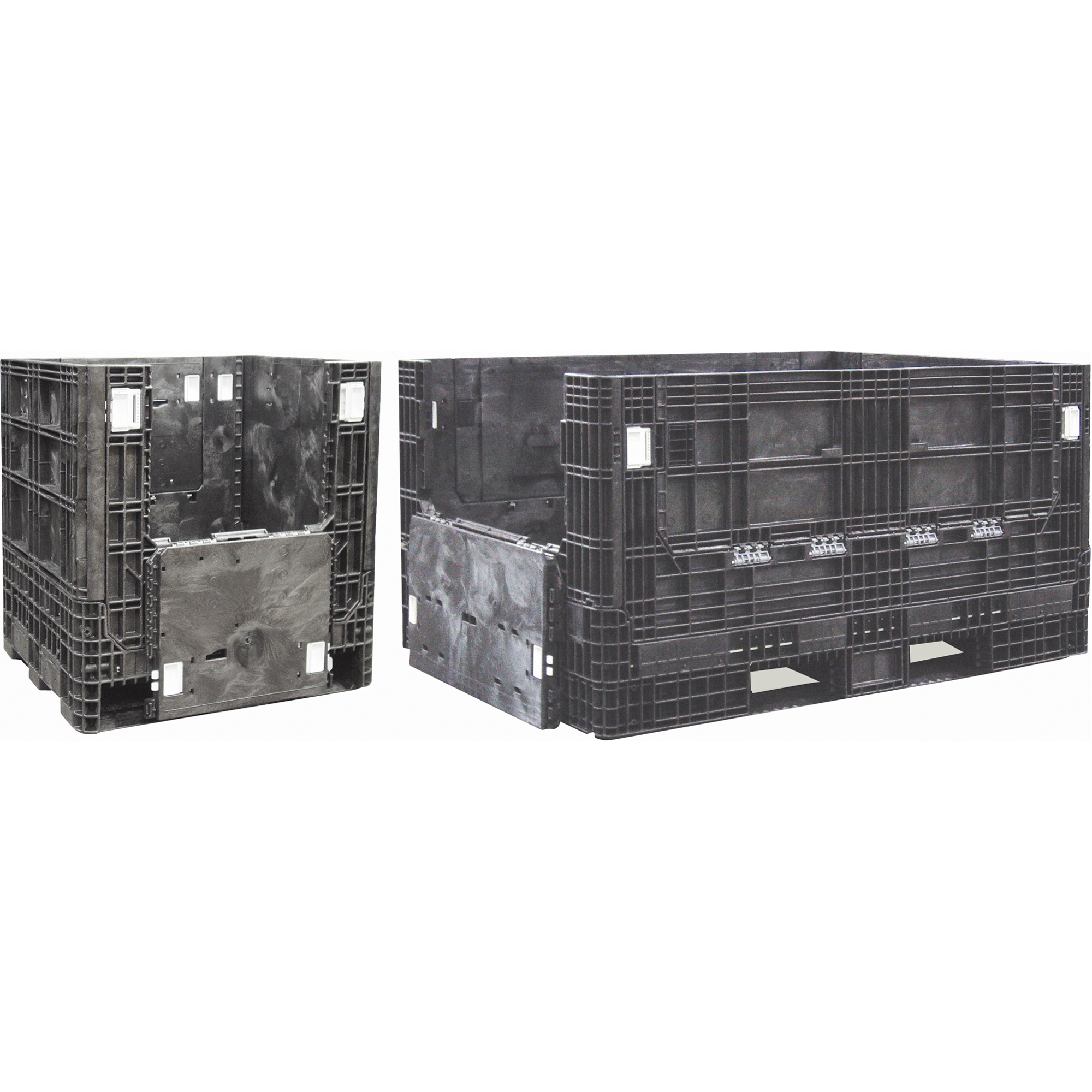 Conteneurs repliables en polyéthylène, 30" lo x 32" la x 25" h, Noir