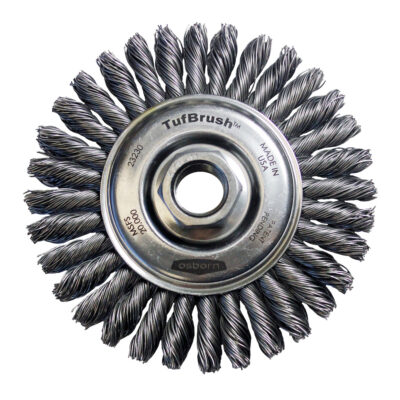 Brosse à fils noués TufBrushMC, Dia. 4", Fils 0,02", Arbre 5/8"-11, Acier