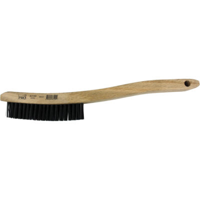 Brosse à récurer à manche courbé, Acier, 3 x 19 rangs de fils, Longueur 13-3/4"