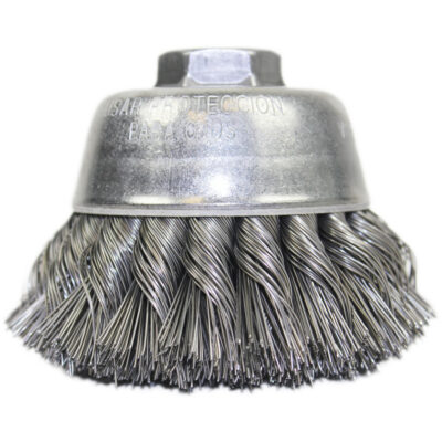 Brosse-boisseau à fil noué, 3-1/2" dia. x 5/8"-11 arbre
