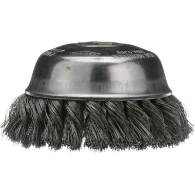 Brosse boisseau à fil noué, 4" dia. x 5/8"-11 arbre