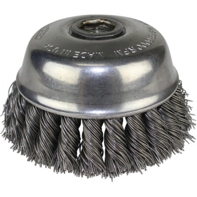 Brosses-boisseau à fils noués, 4" dia. x 5/8"-11 arbre