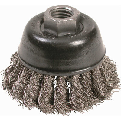 Brosses-boisseau à fils noués - Petites rectifieuses à grande vitesse, 2-3/4" dia. x 5/8"-11 arbre
