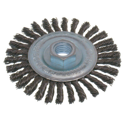 Brosses économiques à fil noués à haute vitesse pour cordons de soudure, Dia. 5", Fils 0,02", Arbre 5/8"-11, Acier