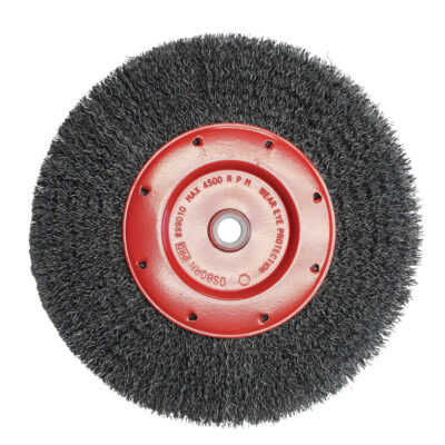 Brosses économiques à fils crêpés - Face étroite, 6" dia., Fils 0.014, Arbre 2"