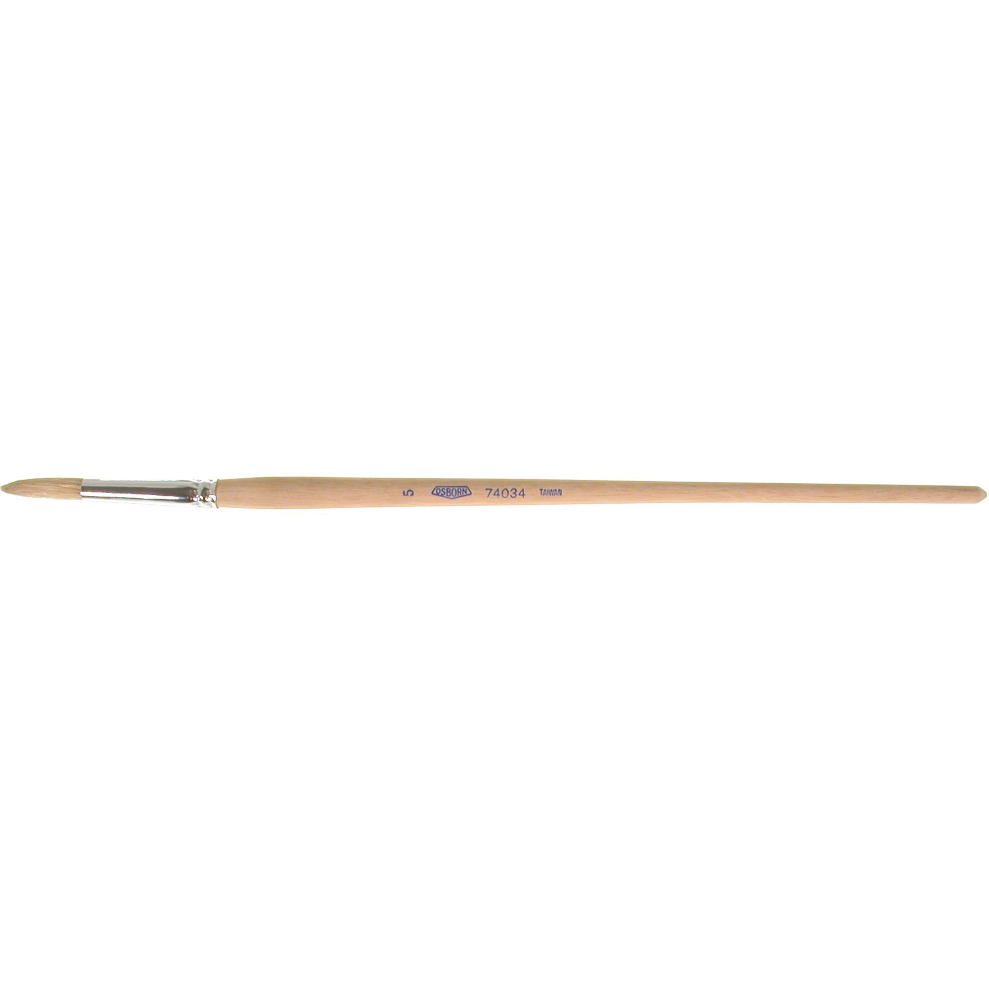 Pinceau de forme ronde en soies blanches pures pour marquage, Largeur de la brosse de 1/4", Soie blanche, Manche à Bois