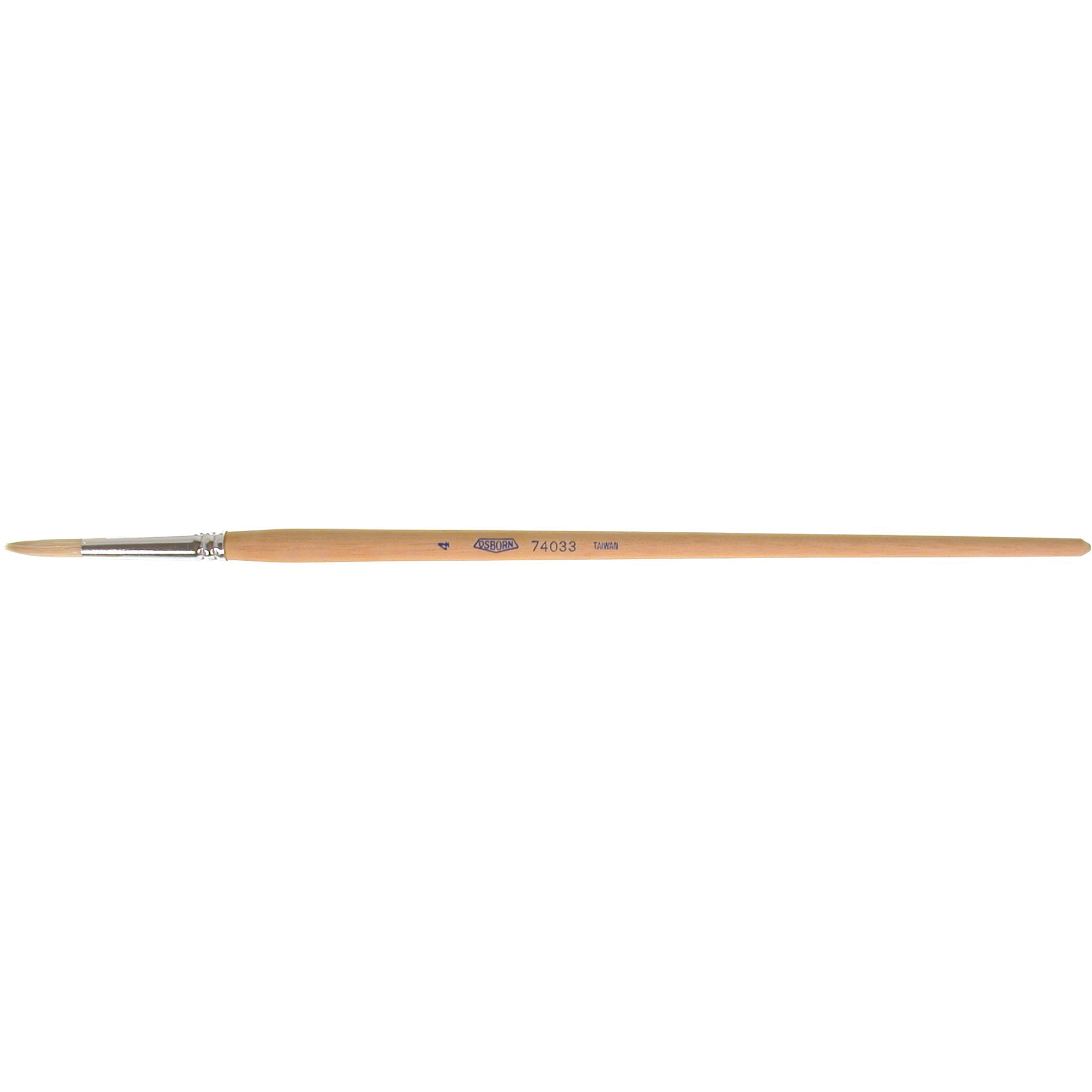 Pinceau de forme ronde en soies blanches pures pour marquage, Largeur de la brosse de 7/32", Soie blanche, Manche à Bois