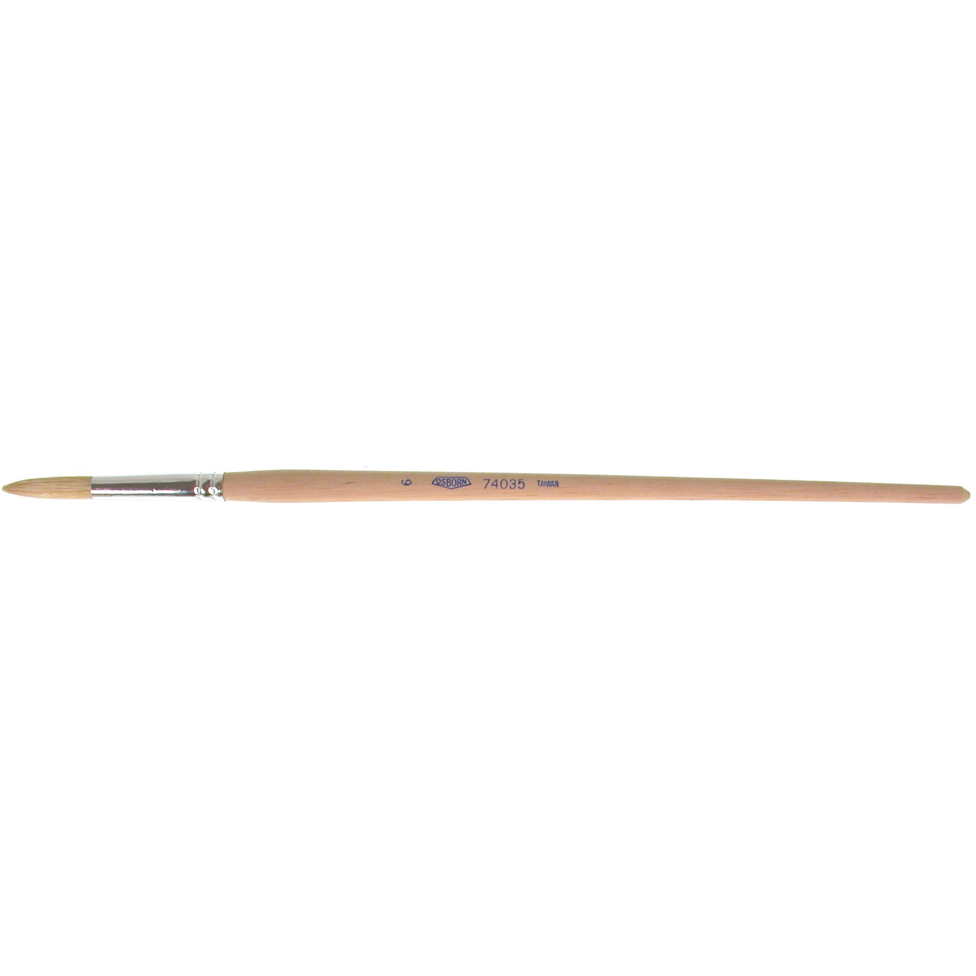 Pinceau de forme ronde en soies blanches pures pour marquage, Largeur de la brosse de 9/32", Soie blanche, Manche à Bois