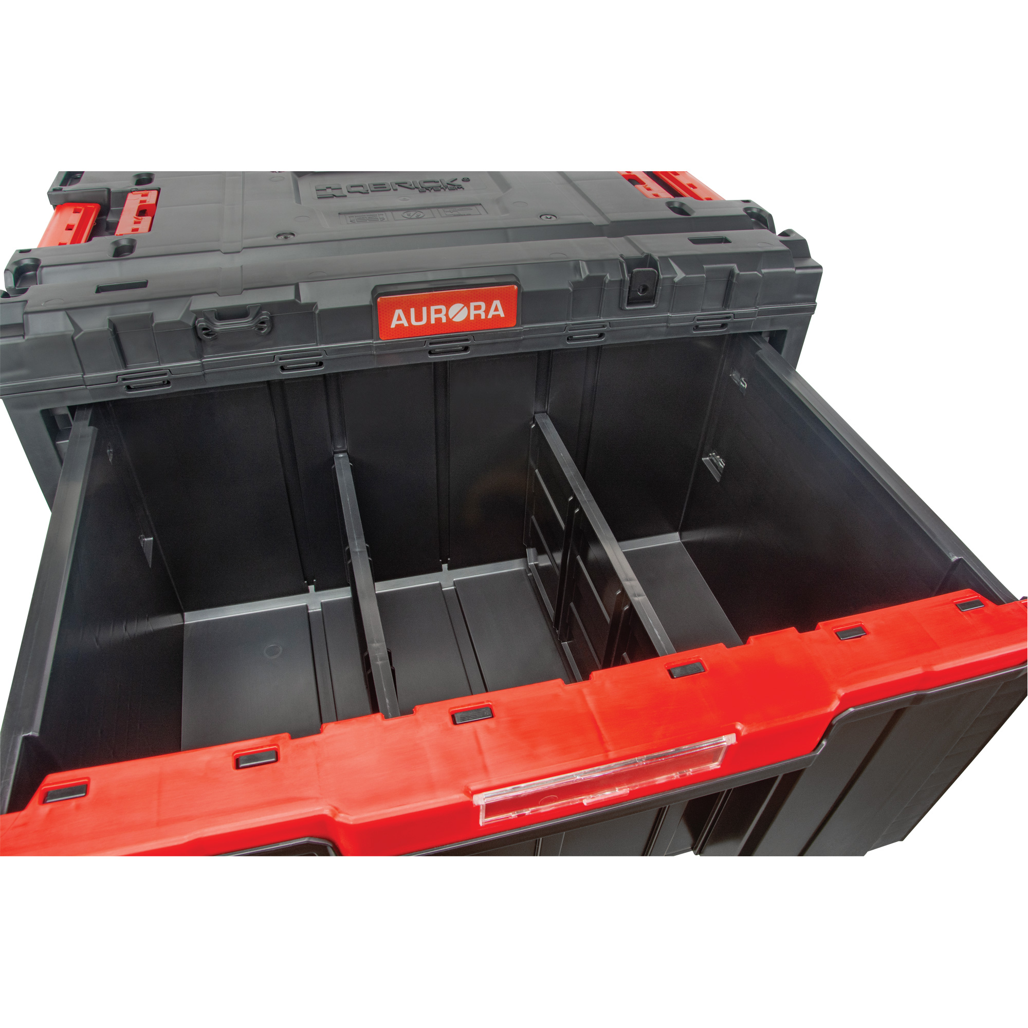 Boîte à outils ArxMD avec un tiroir, 11-1/5'' la x 18-3/10" p x 9-1/10" h, Noir/Rouge – Image 6