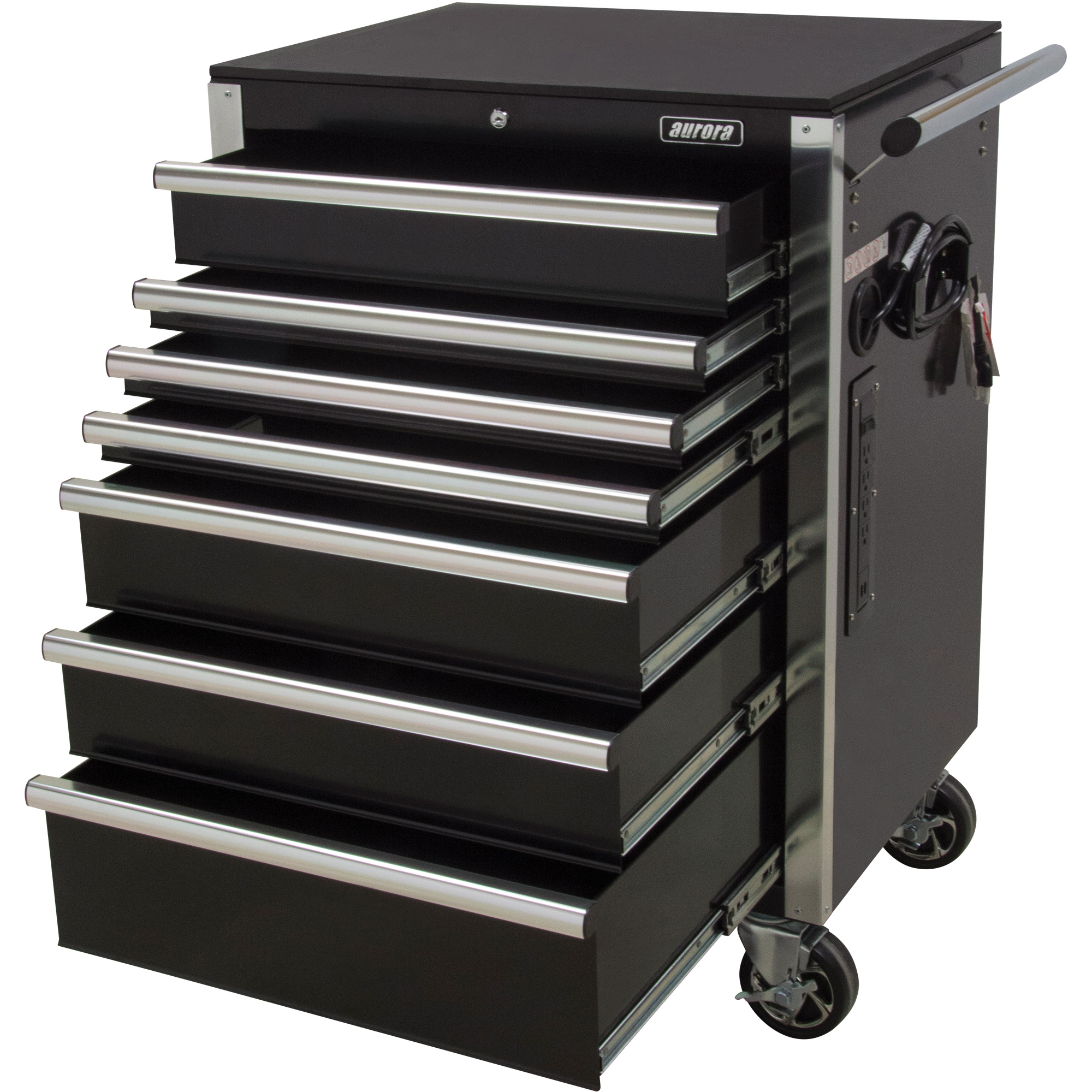 Chariot à outils à usage intensif, 7 tiroirs, 28" la x 22" p x 42-3/8" h, Noir – Image 6