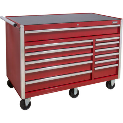 Chariot à outils industriel, 12 tiroirs, 56" la x 24-1/2" p x 38-1/8" h, Rouge