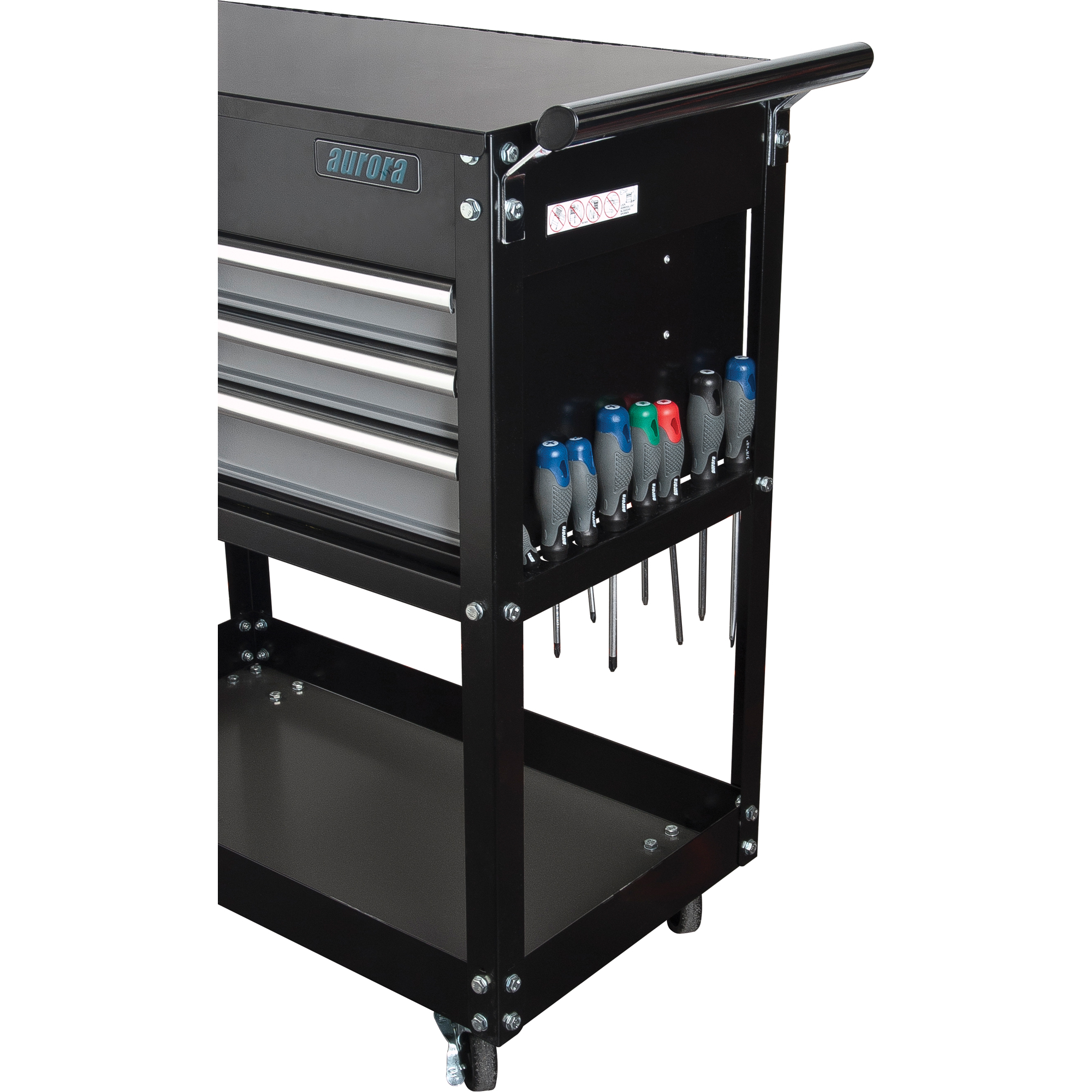 Chariot utilitaire, 4 tiroirs, 18" lo x 33" la x 39" h, Noir – Image 3