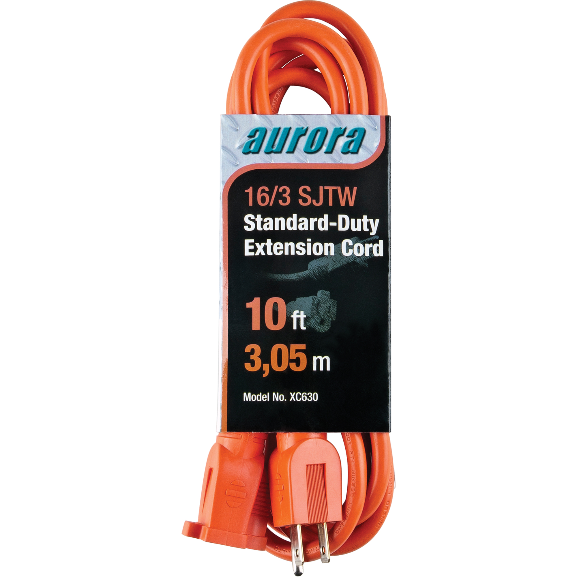 Cordon rallonge, Intérieur/extérieur, SJTW, AWG 16/3, 13 A, 10'