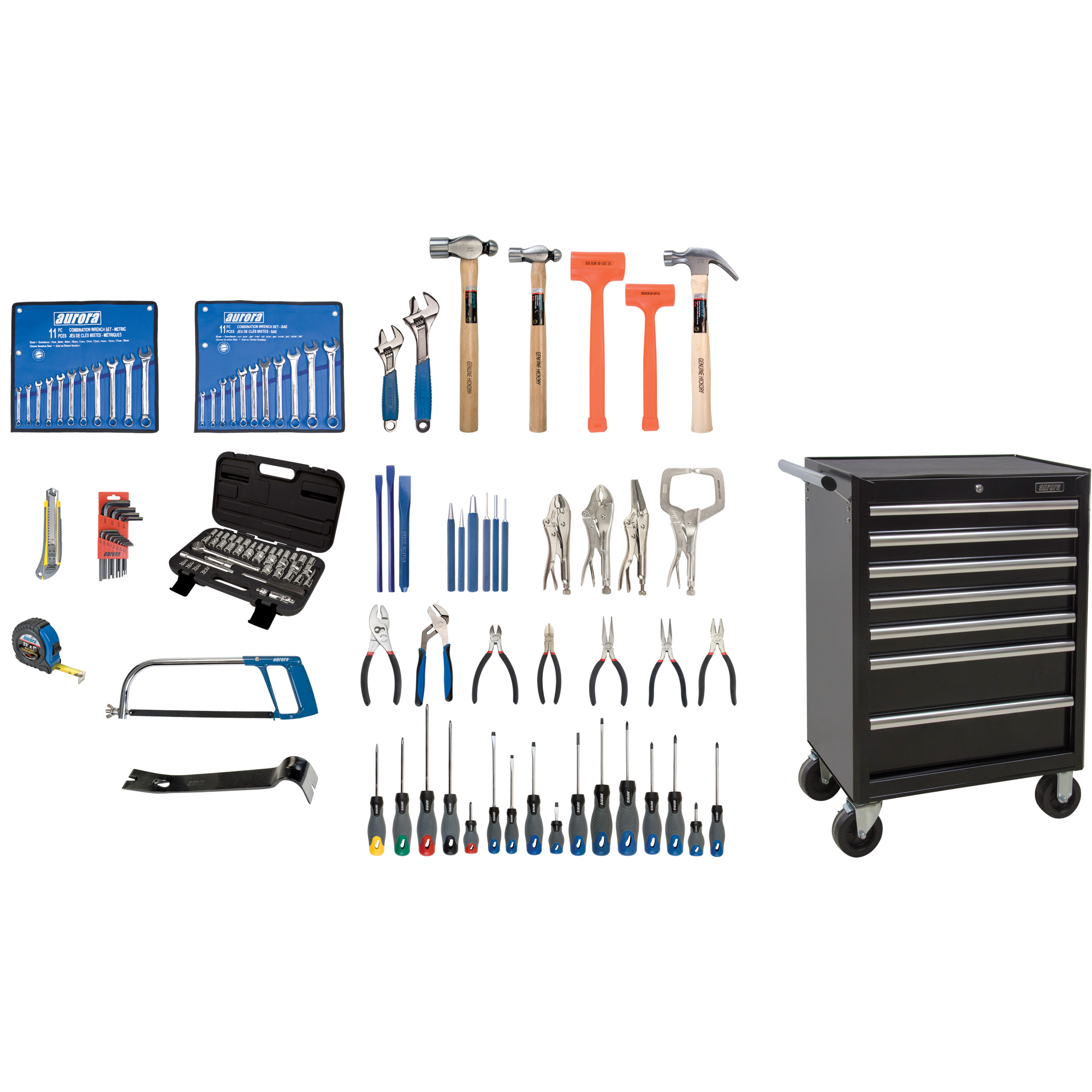 Ensemble d'outils intermédiaires avec coffre en acier, 112 morceaux