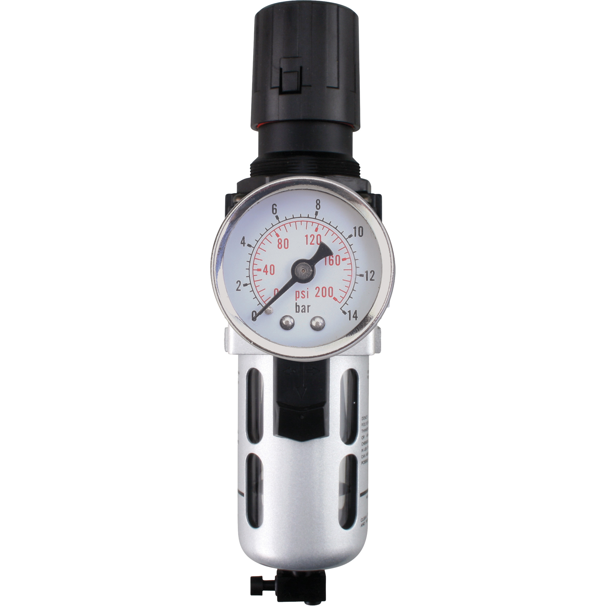 Filtre/régulateur d'air modulaire (manomètre compris), 1/2" NPT, 145 PSI, Capacité de 1,5 oz liq.