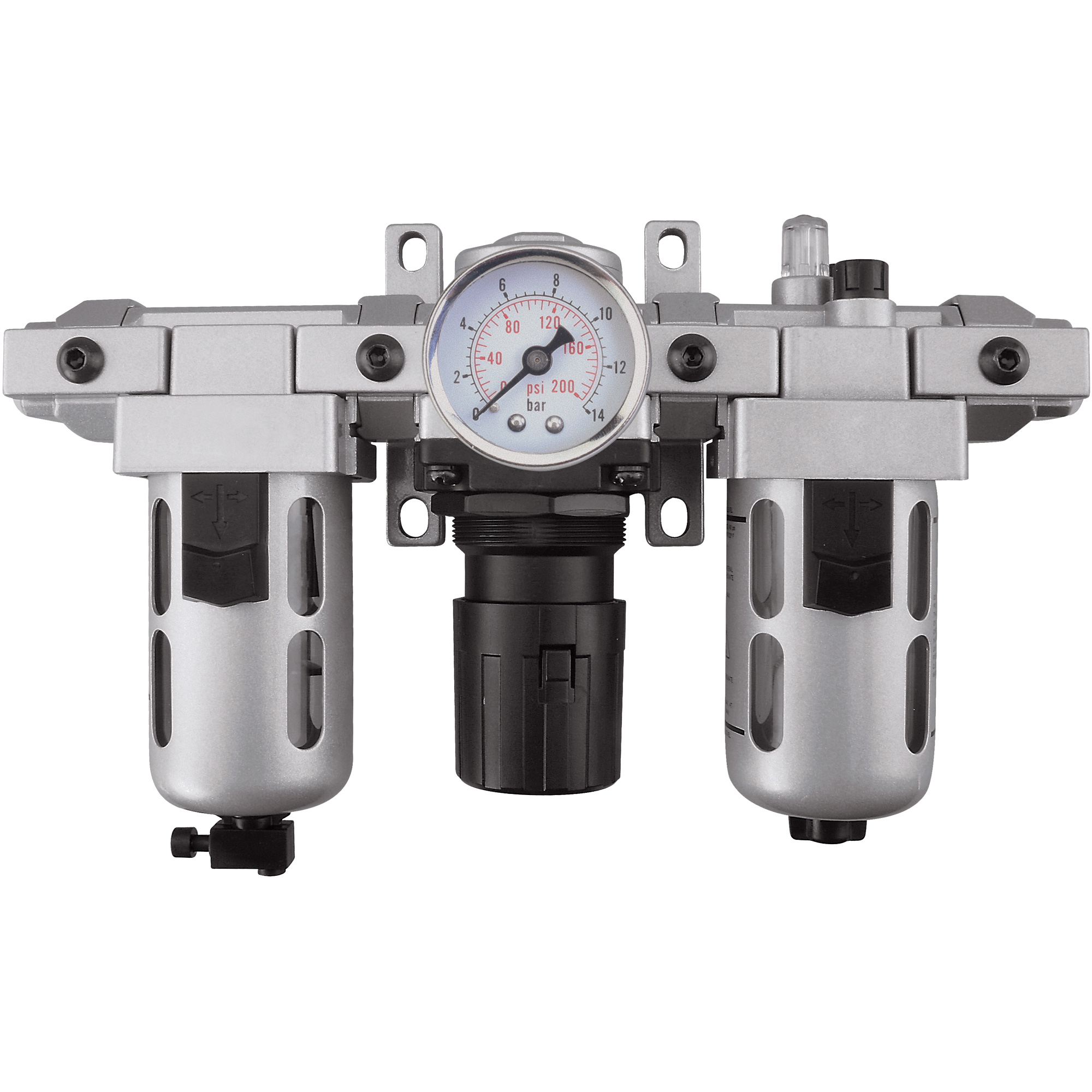 Filtre, régulateur et lubrificateur d'air modulaire (manomètre compris), 1/2" NPT