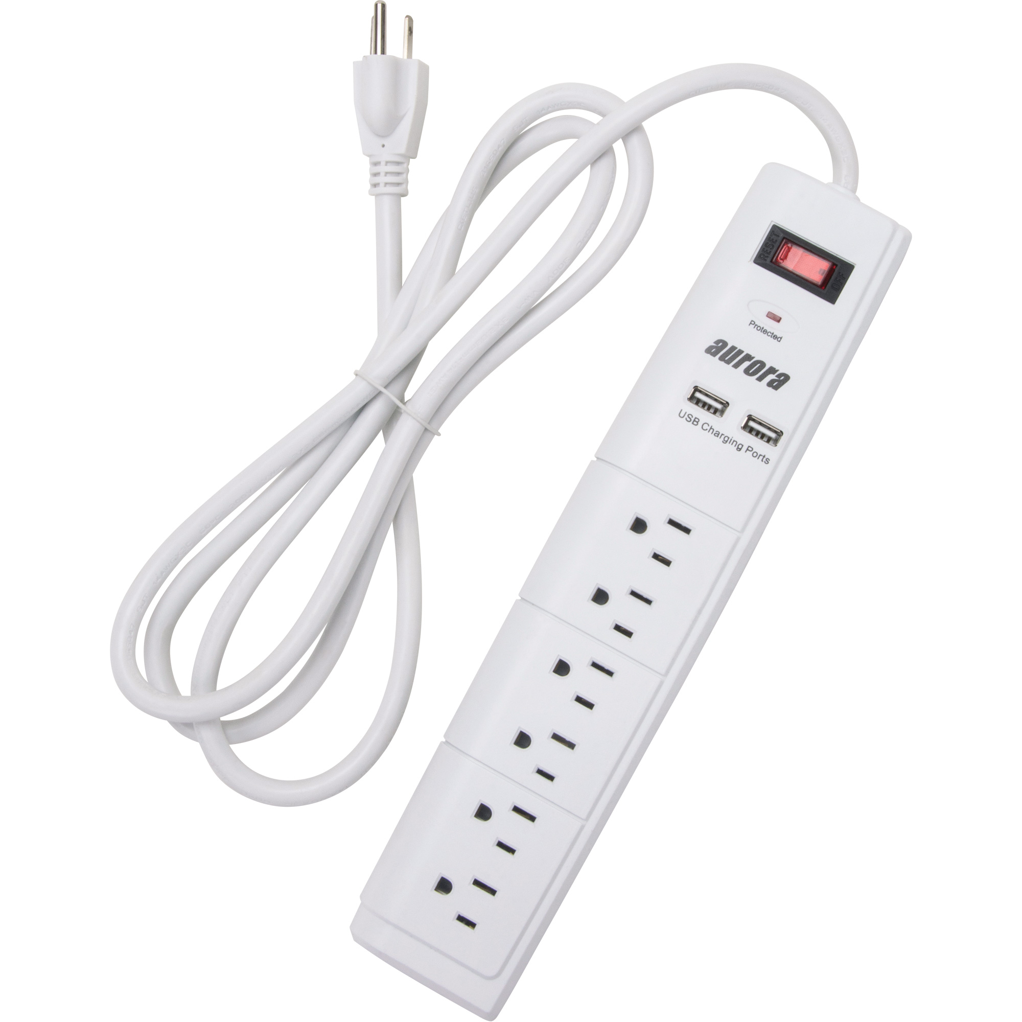 Limiteur de surtension avec chargeur USB, 6 Prises, 1200 J, 1875 W, Cordon 6'