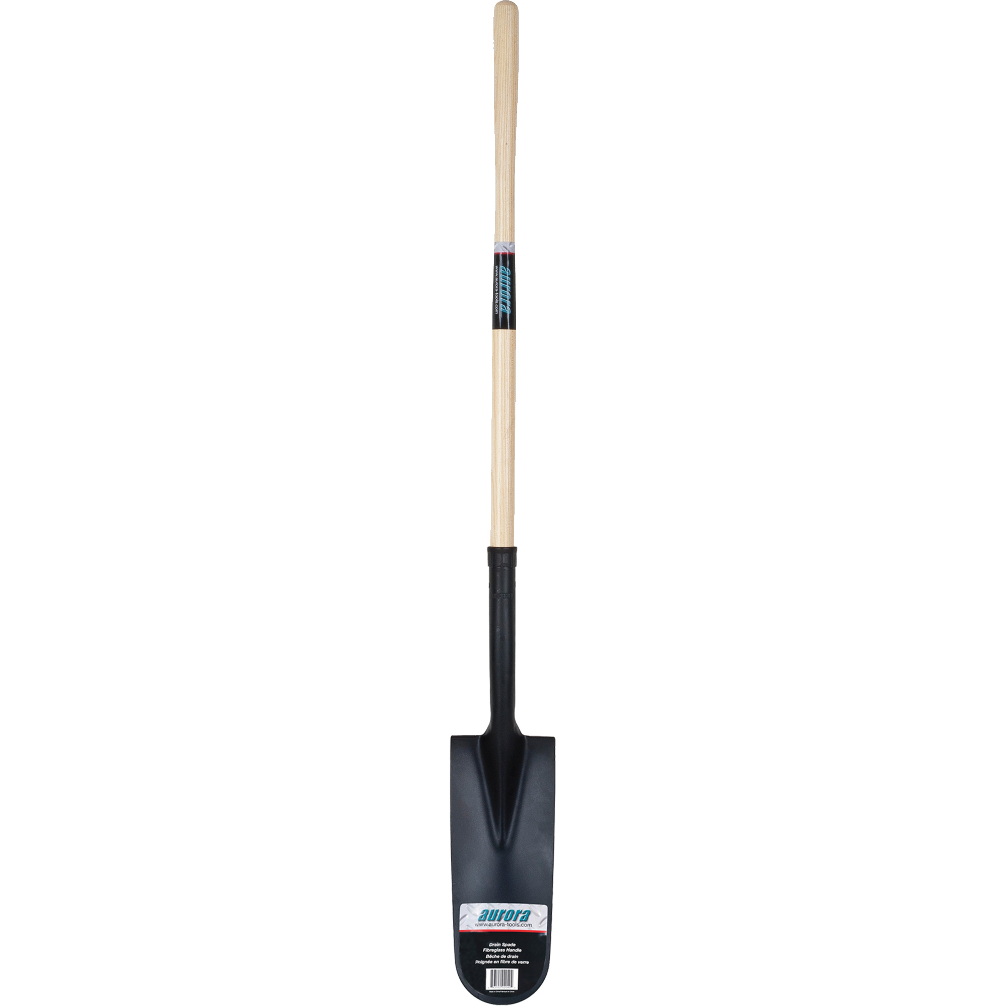 Pelle à drain, Acier durci, Lame 14" x 6", 46" lo, Manche Droit
