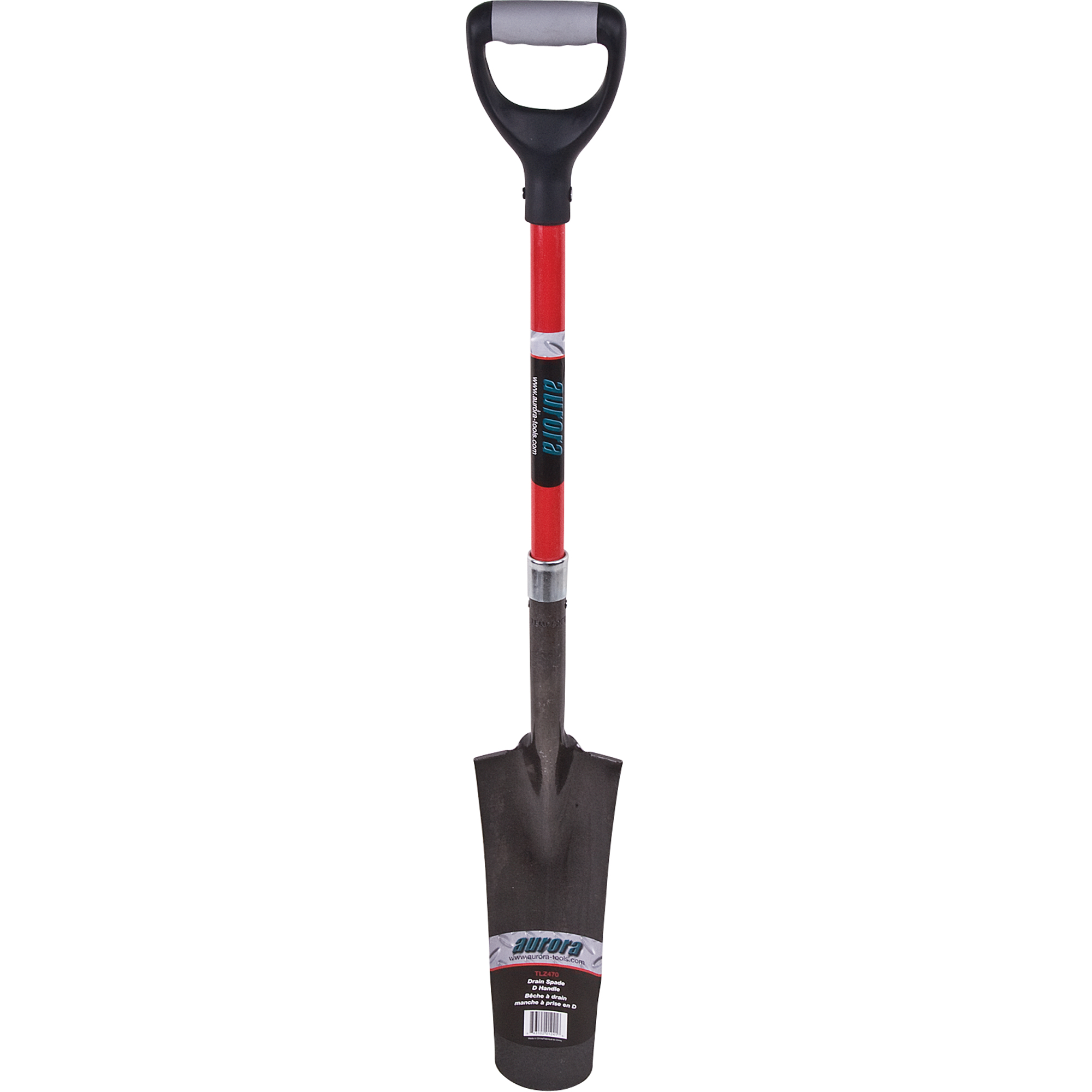 Pelles à drain robustes à dos creux, Acier au carbone, Lame 14" x 5-1/2", 29" lo, Manche Prise en D