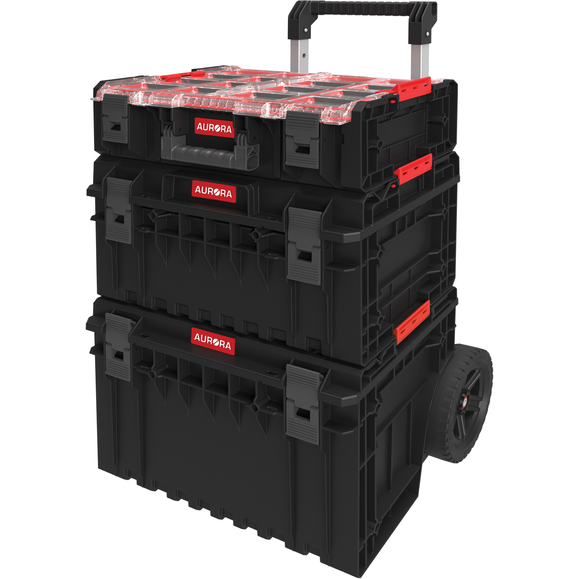 Trousse modulaire de départ ArxMC 3 mcx, 23"/25-1/5" x 19"/15-1/5" x 12-3/5"/26"/6-4/5", Noir/Rouge