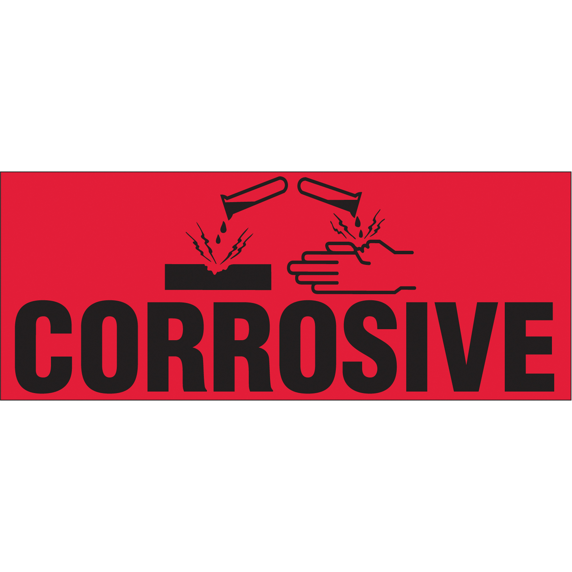 Étiquettes pour traitement spécial «Corrosive», 5" lo x 2" la, Noir/rouge