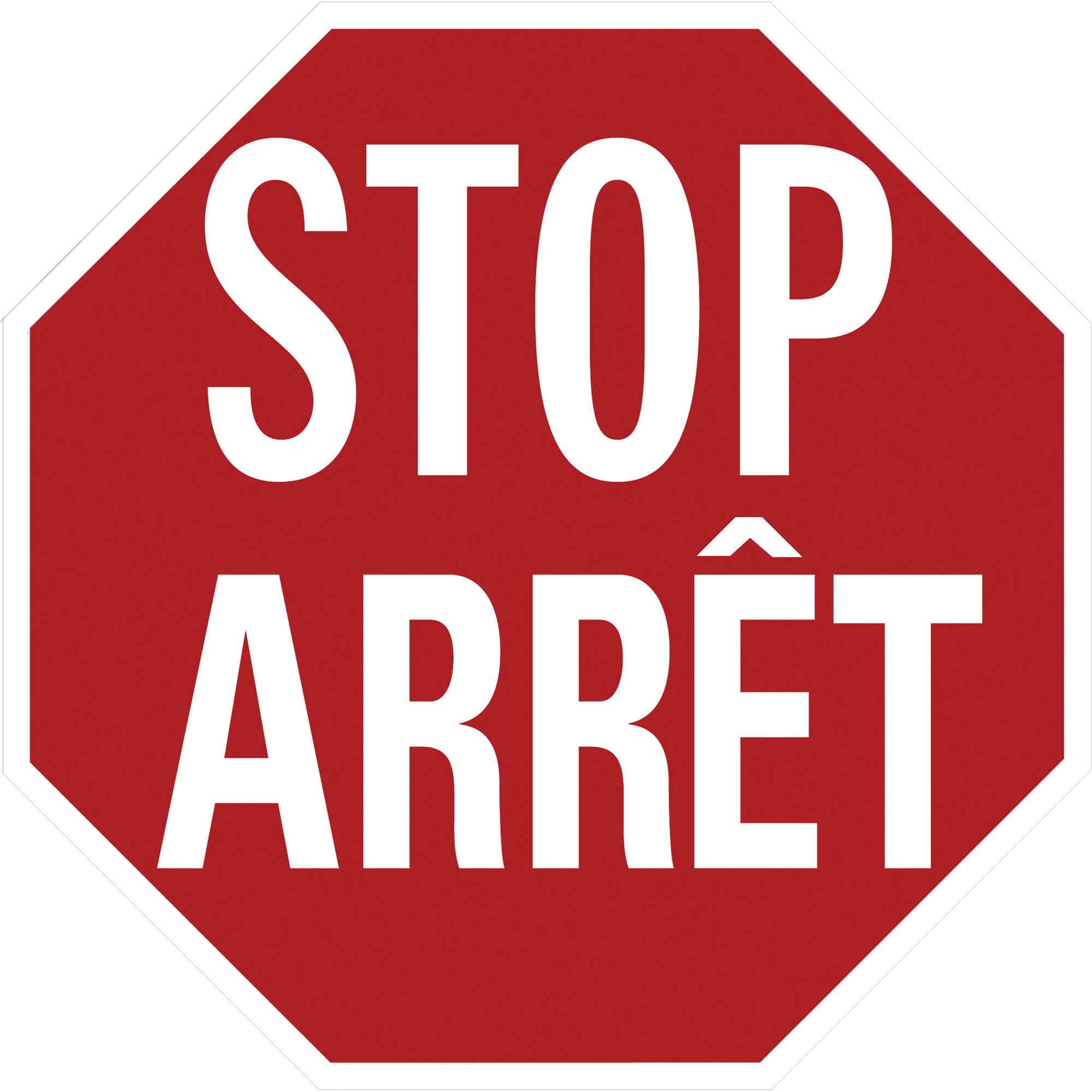 Panneau de signalisation "Arrêt/Stop", 18" x 18", Aluminium, Bilingue avec pictogramme